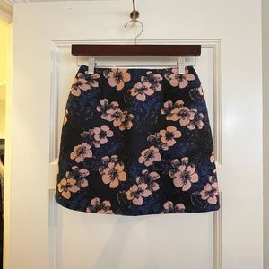 Made in Korea Blue Pink Floral Print Mini Skirt